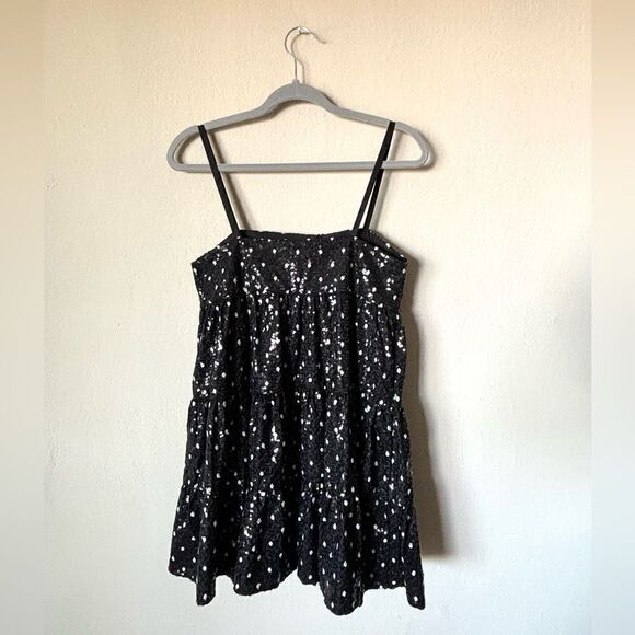 NWT Zara Mini Black Dress Polka Dot Sequin Sze XS - Picture 6 of 9
